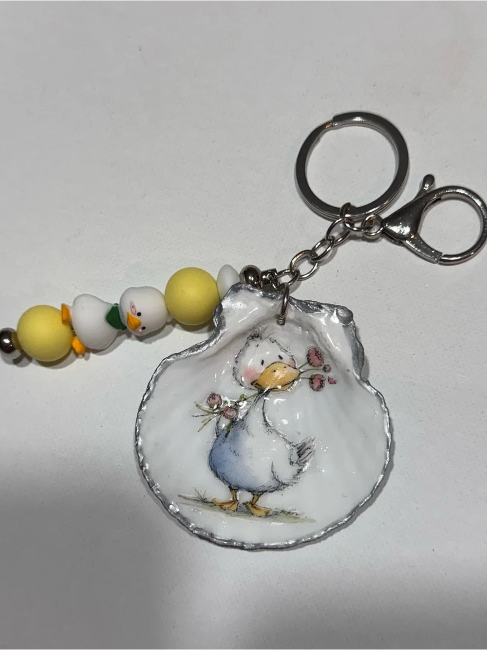 Duckling Keychain Charm - White & Yellow Cute Bird Accessory